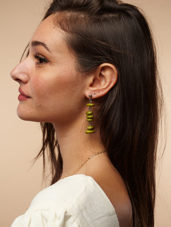 Orecchini legno, leggeri Cleo-Orecchini-EW-Verde-Bijondo