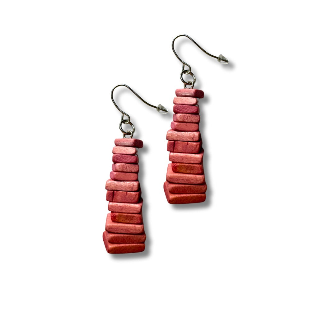 Orecchini, legno, leggeri Oslo, costume jewelry-orecchini-EW-Rosa-Bijondo