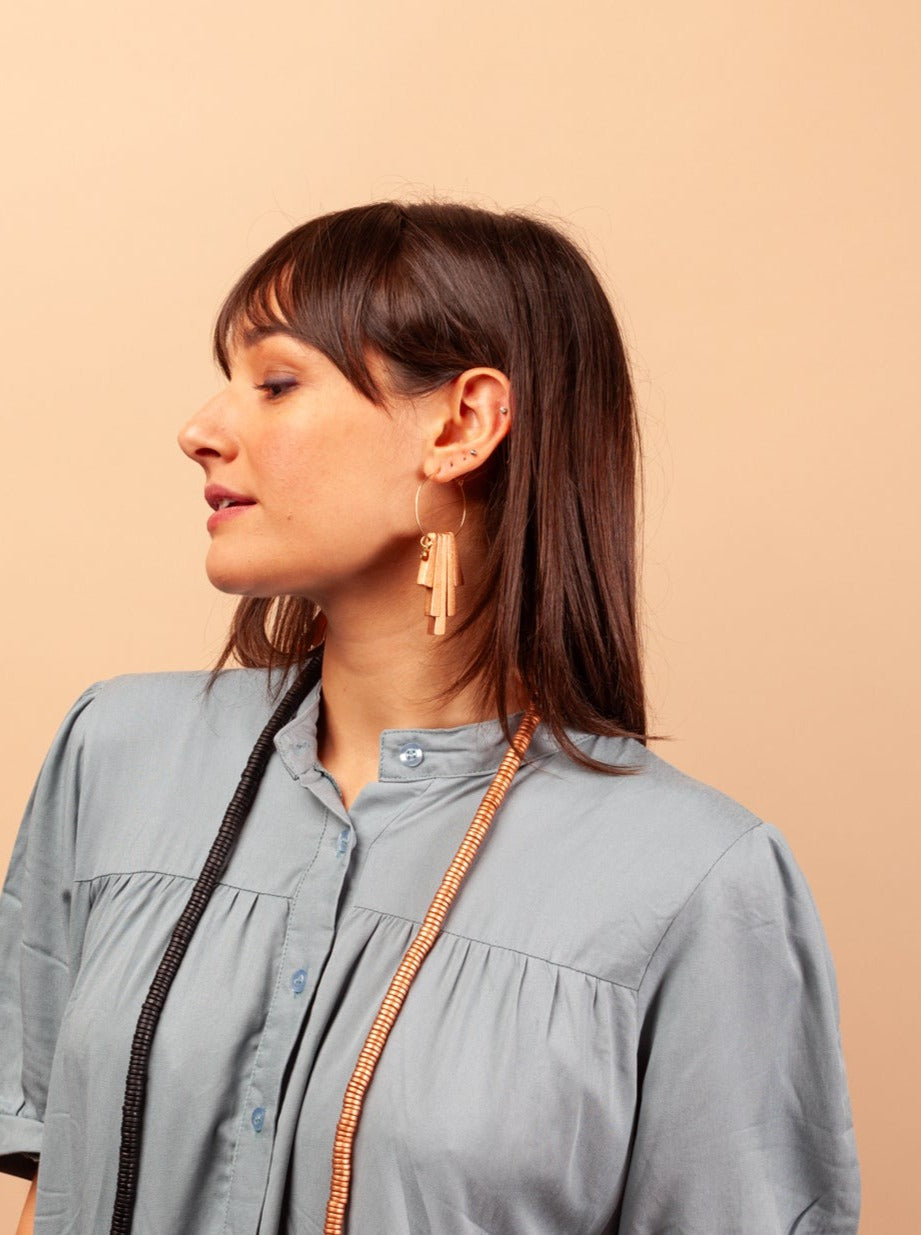 Orecchini legno metallic Romy-orecchini-Bijondo-rame-Bijondo