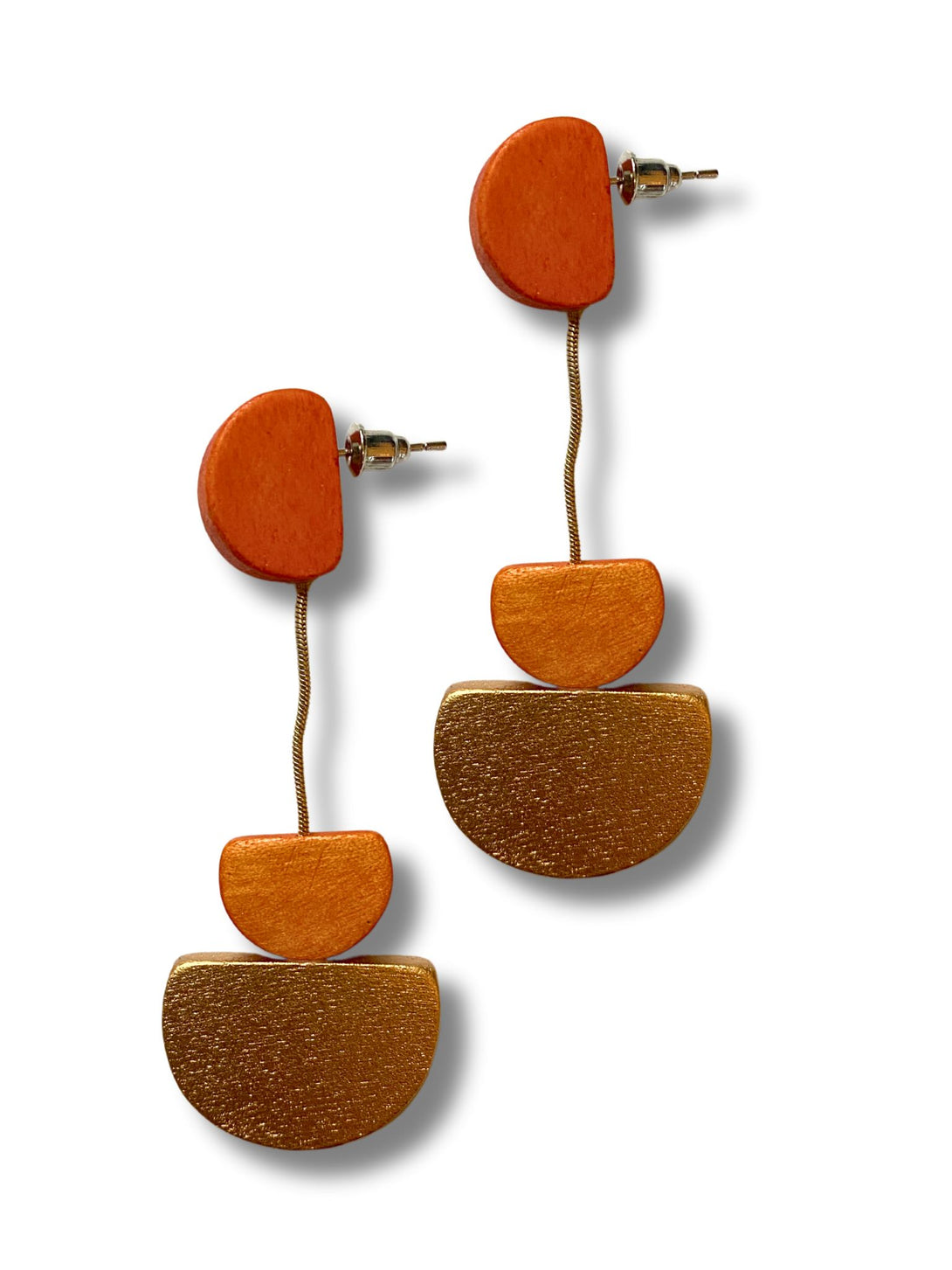 Orecchini legno pendenti leggeri Kira metallic-orecchini-EW-arancione-Bijondo