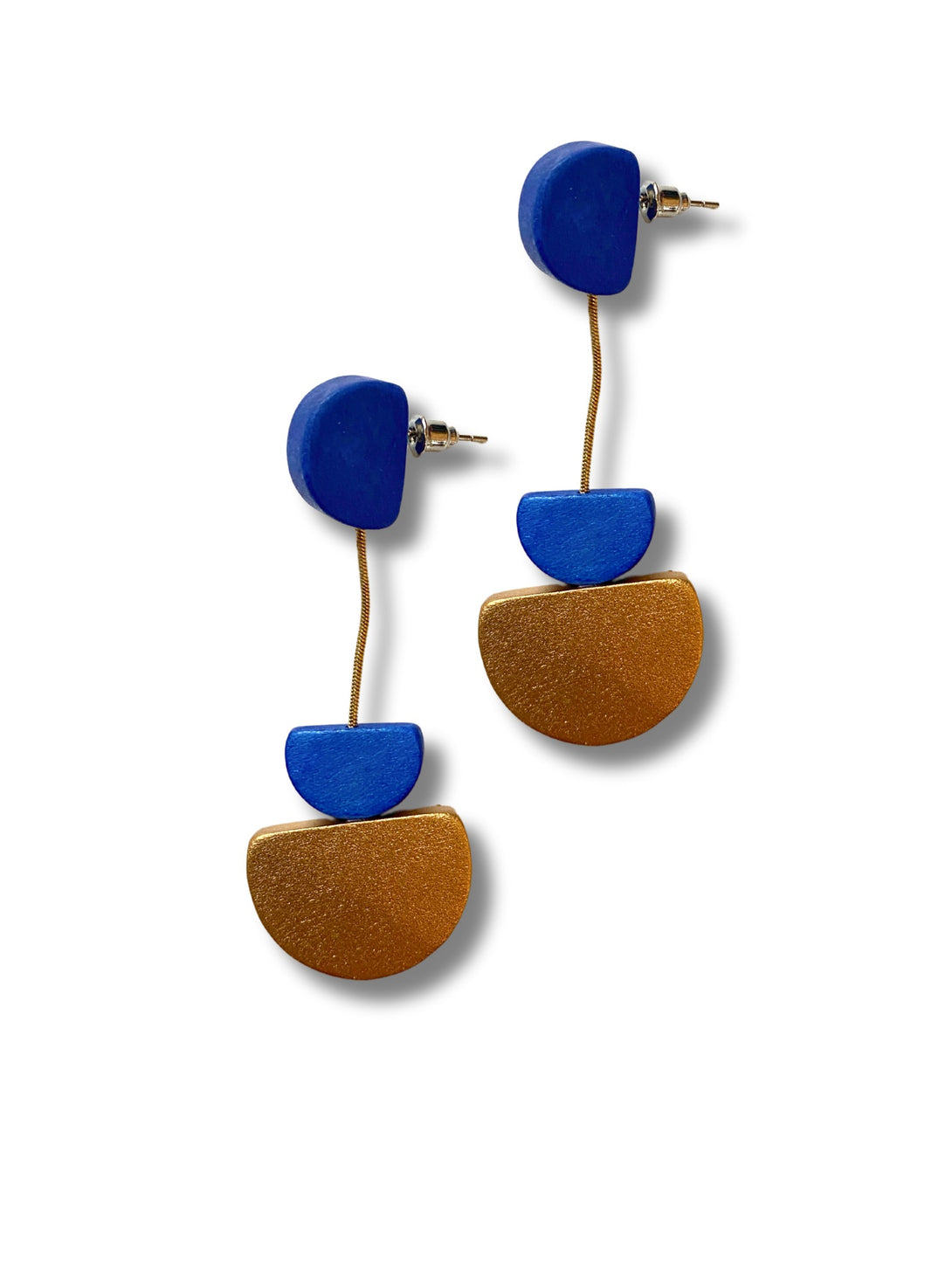 Orecchini legno pendenti leggeri Kira metallic-orecchini-EW-blu elettrico-Bijondo