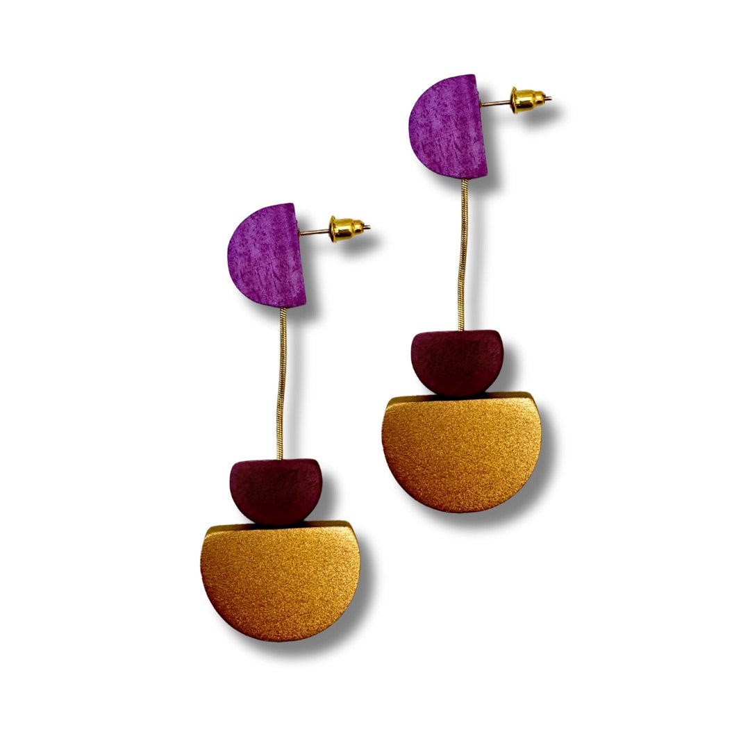 Orecchini legno pendenti leggeri Kira metallic-orecchini-EW-malva-Bijondo
