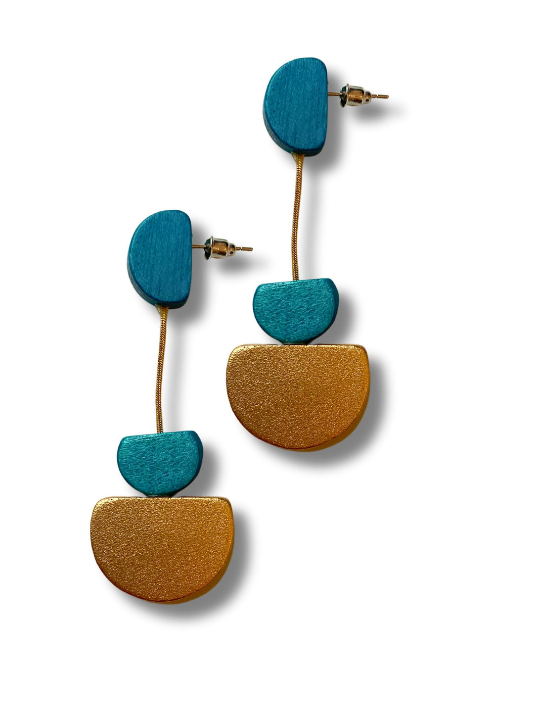 Orecchini legno pendenti leggeri Kira metallic-orecchini-EW-petrolio-Bijondo