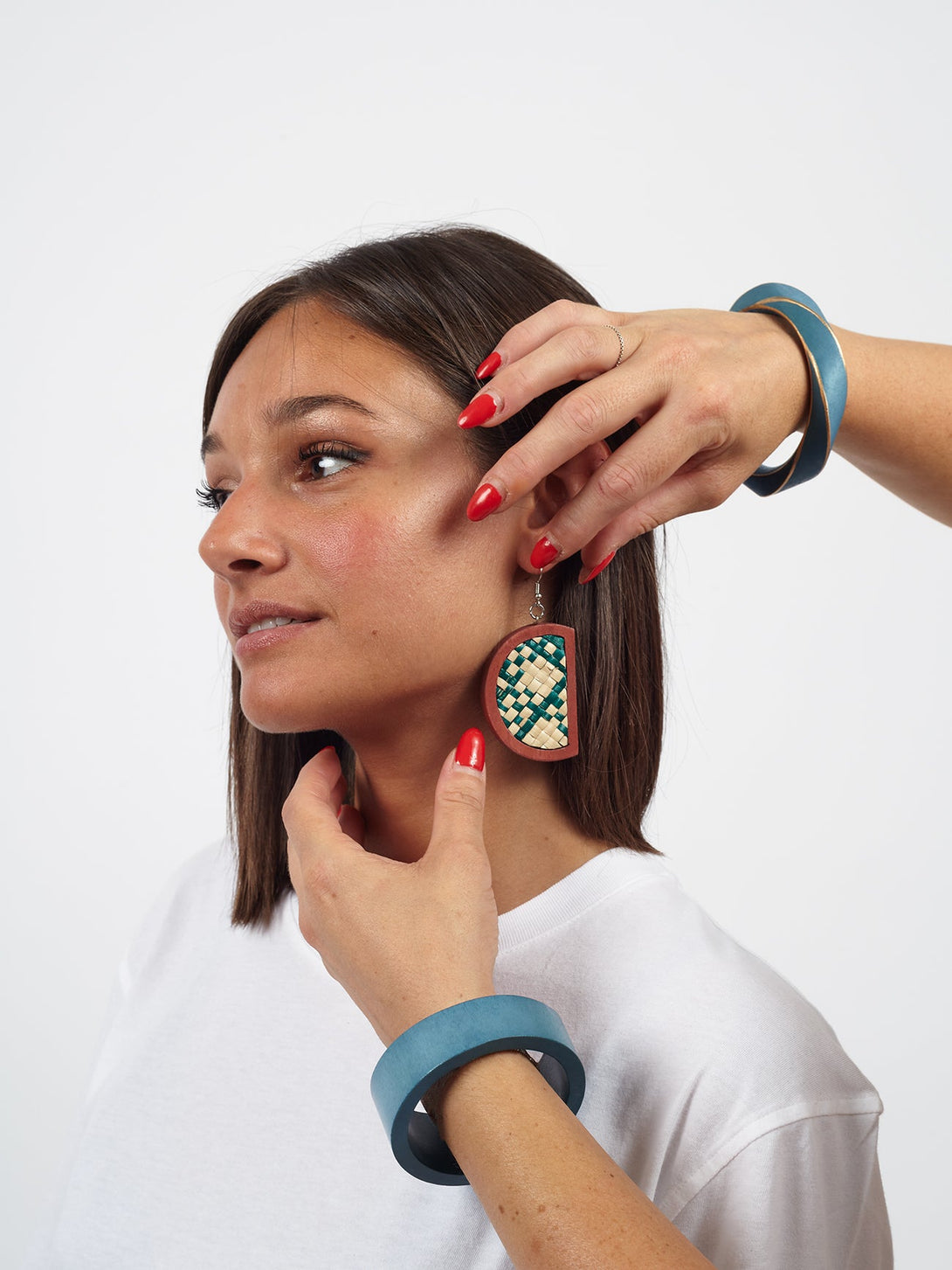 orecchini legno rattan Elsa-verde-Bijondo