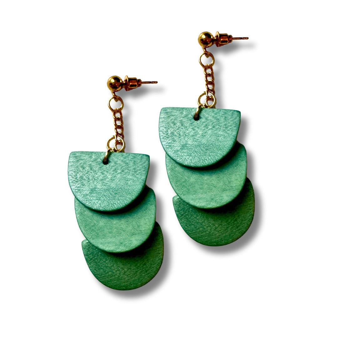 Orecchini lunghi, leggeri, legno Scottie-orecchini-Bijondo-Verde-Bijondo