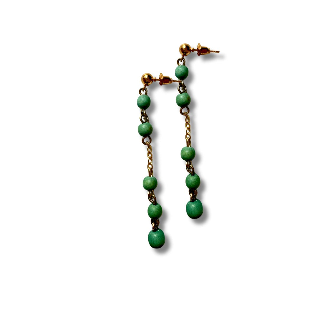 Orecchini lunghi legno Raelyn-orecchini-EW-Verde-Bijondo