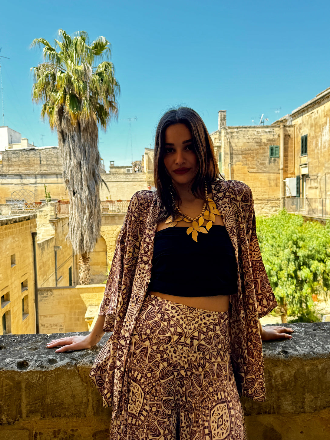 Pantagonna vita alta seta Margherite metallic-Pantaloni-WhyY-Bijondo