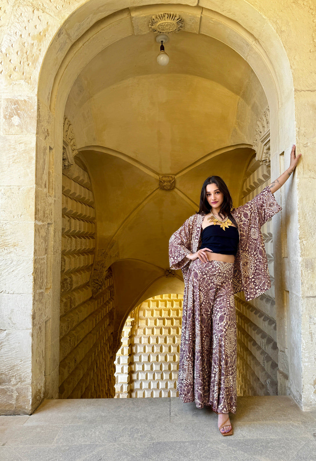 Pantagonna vita alta seta Margherite metallic-Pantaloni-WhyY-Bijondo