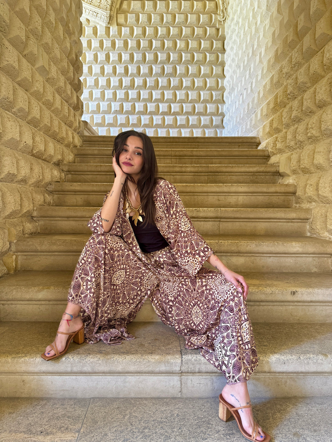 Pantagonna vita alta seta Margherite metallic-Pantaloni-WhyY-Bijondo