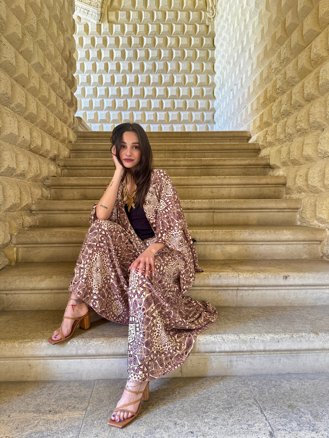 Pantagonna vita alta seta Margherite metallic-Pantaloni-WhyY-Bijondo