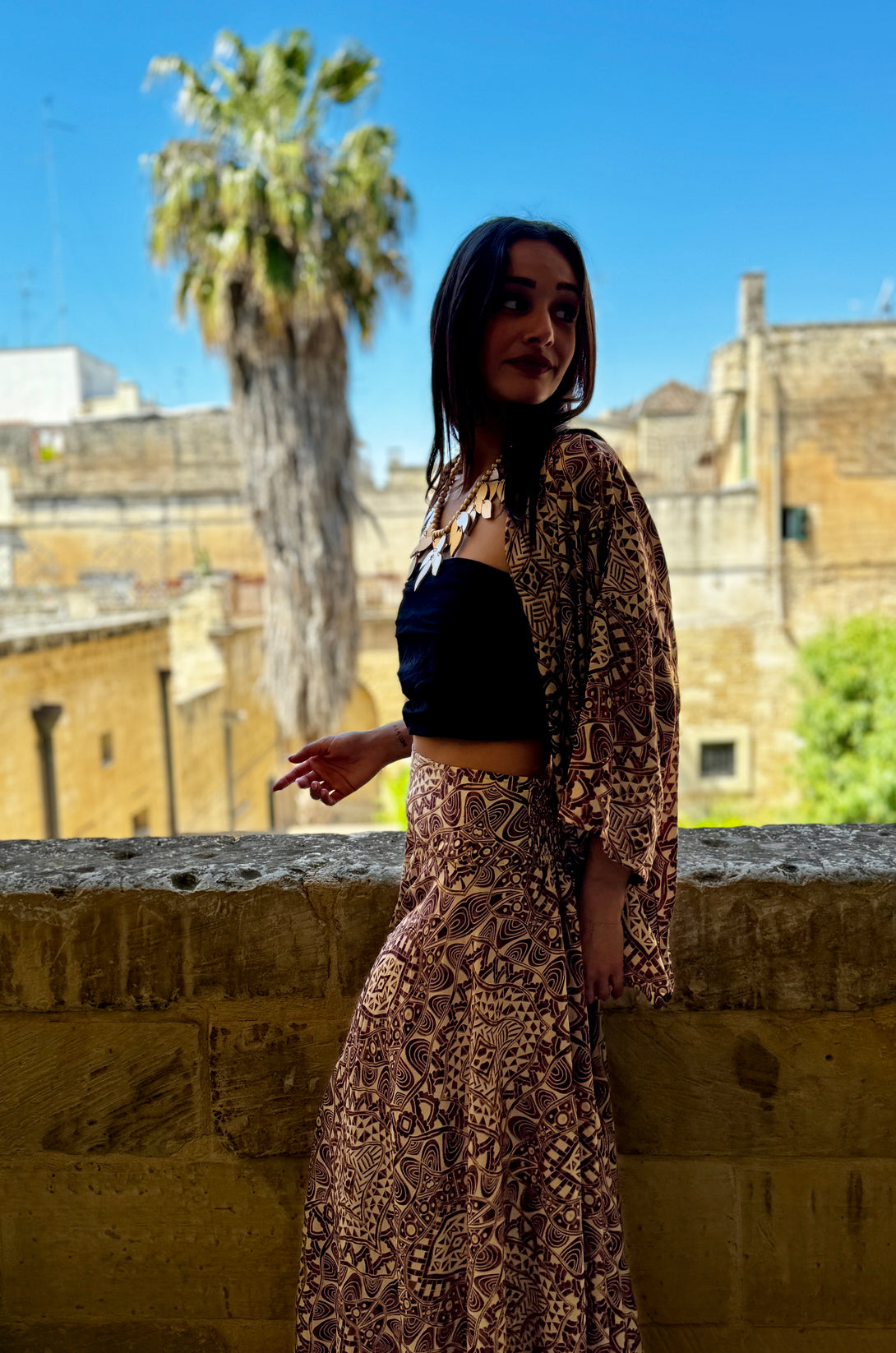 Pantagonna vita alta seta Margherite metallic-Pantaloni-WhyY-Bijondo