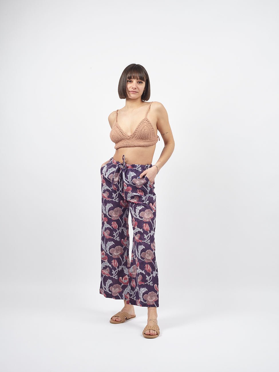 Pantaloni Kamal Blockprint - rosa - Bijondo