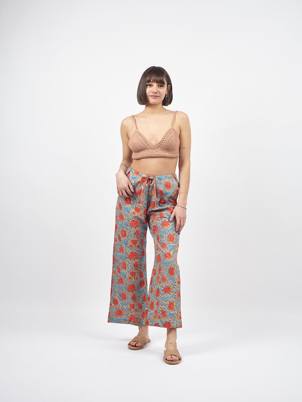 Pantaloni Kamal Blockprint - rosa - Bijondo