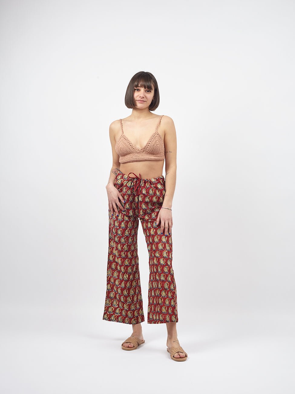 Pantaloni Kamal Blockprint - rosa - Bijondo