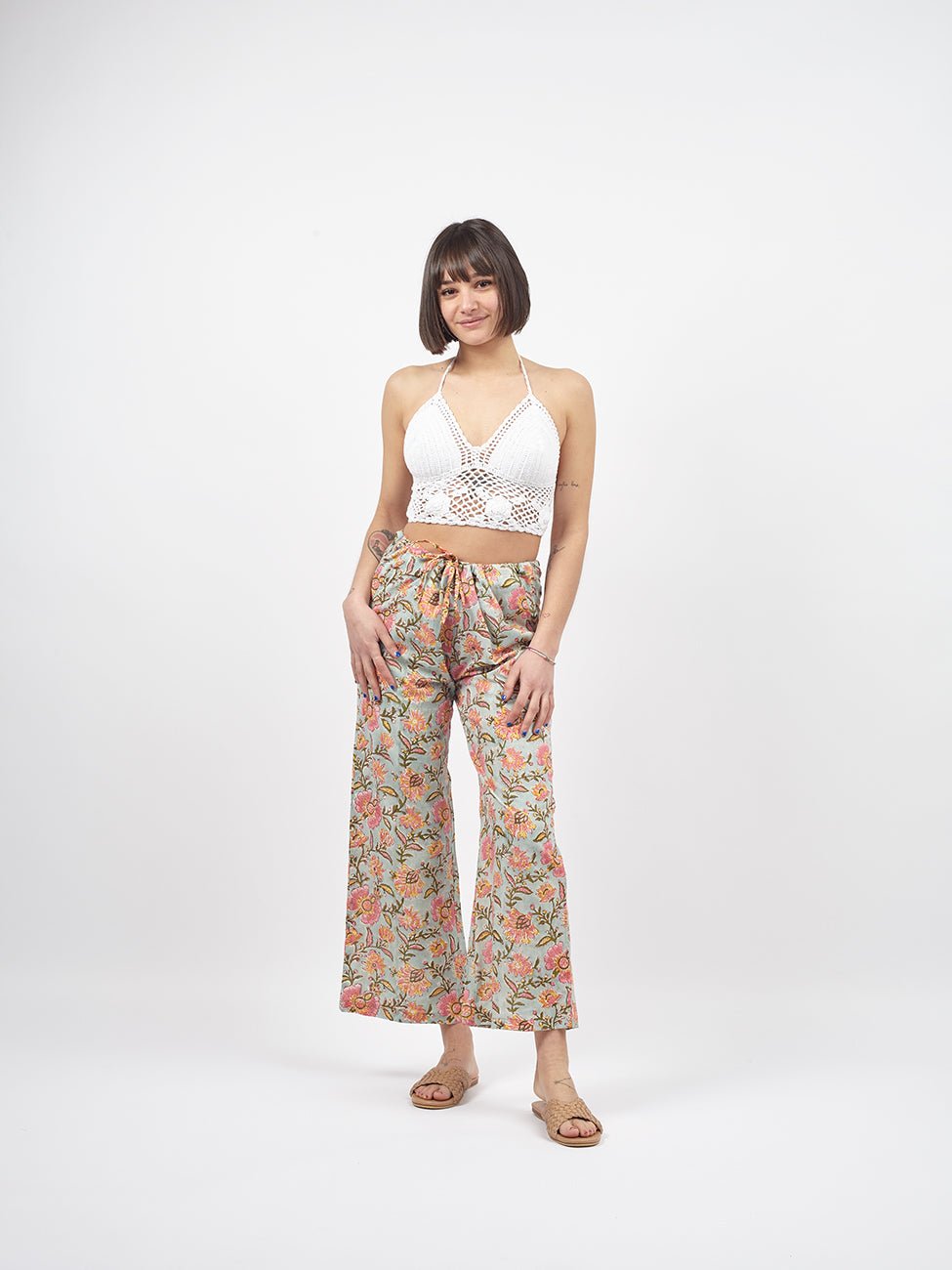 Pantaloni Kamal Blockprint - rosa - Bijondo