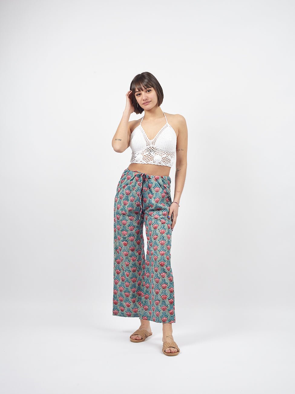 Pantaloni Kamal Blockprint - rosa - Bijondo