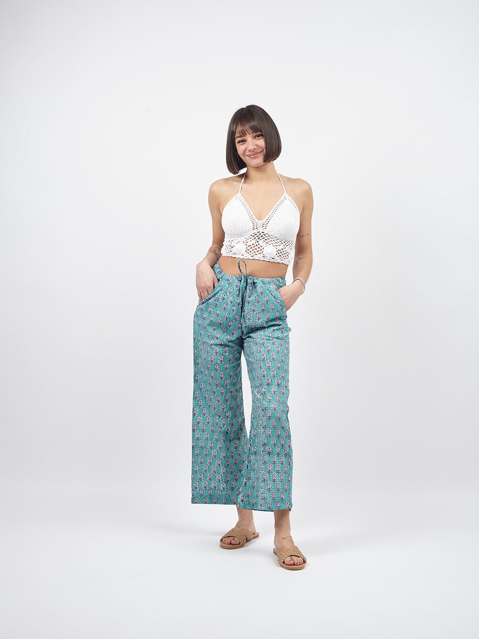 Pantaloni Kamal Blockprint - rosa - Bijondo