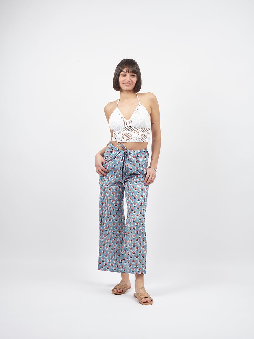 Pantaloni Kamal Blockprint - rosa - Bijondo