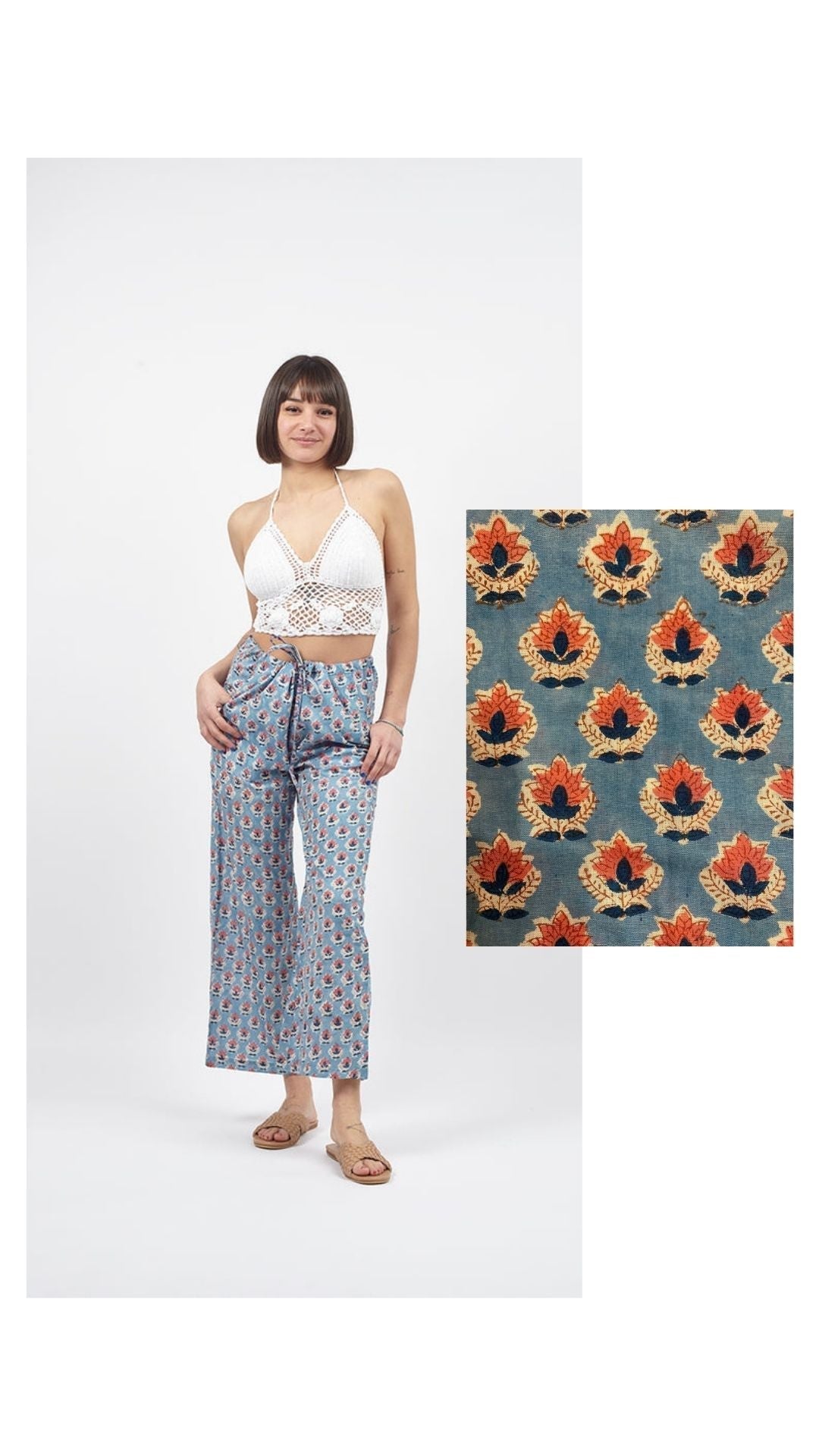 Pantaloni Kamal Blockprint - lilla - Bijondo