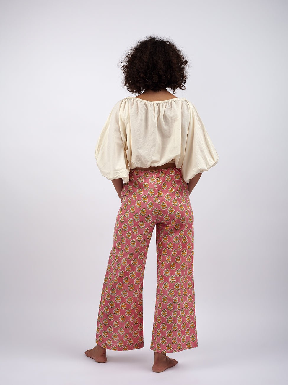 Pantaloni Kamal Blockprint - rosa - Bijondo