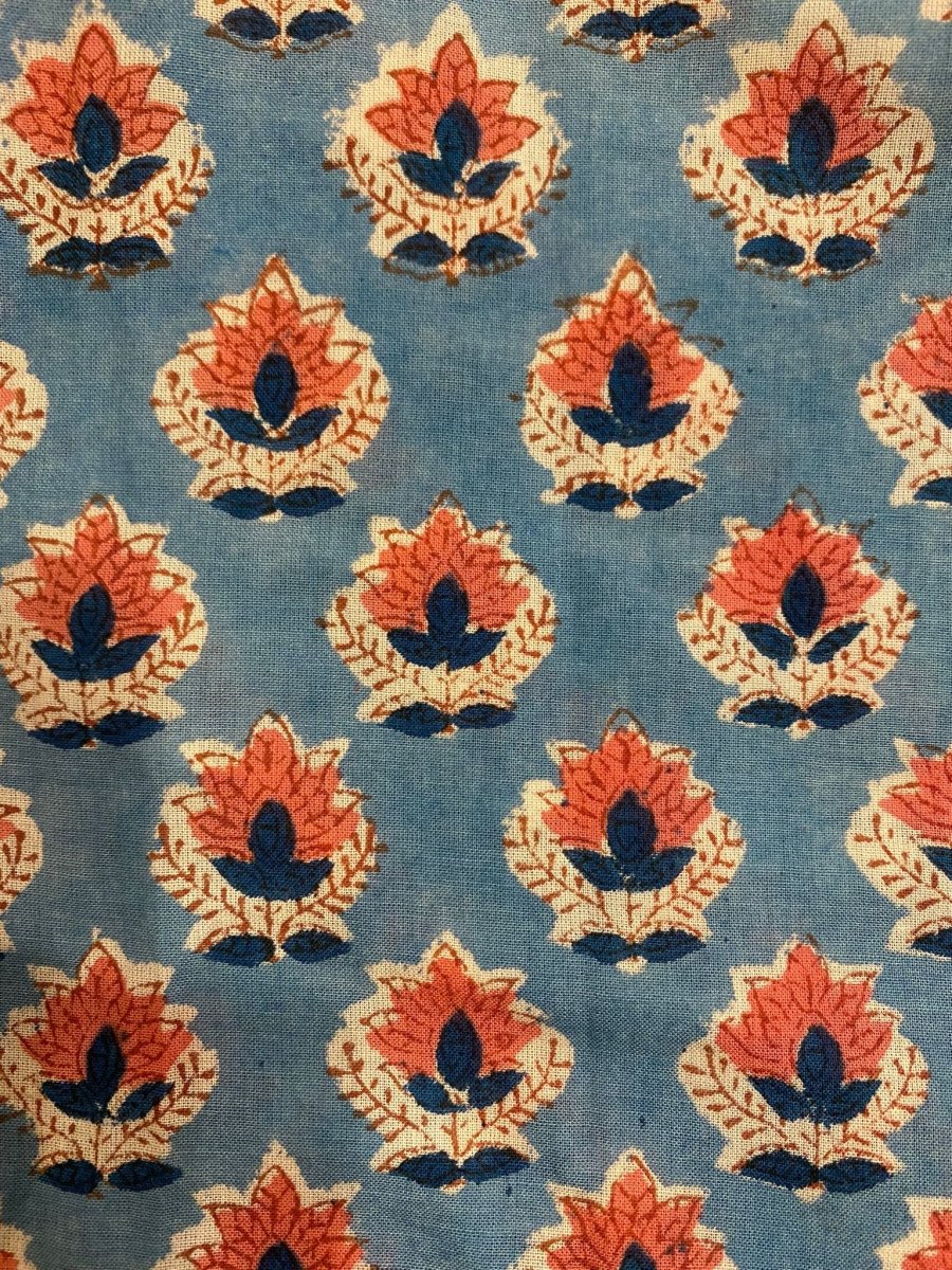 Pantaloni Kamal Blockprint - celeste - Bijondo