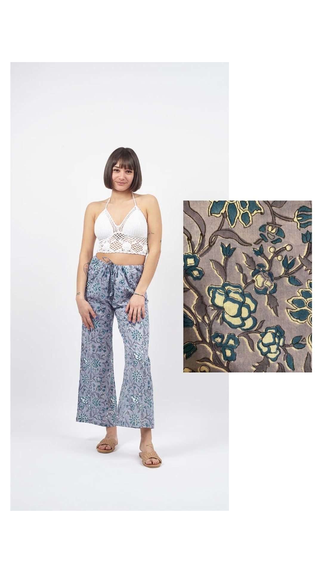 Pantaloni Kamal Blockprint - lilla - Bijondo