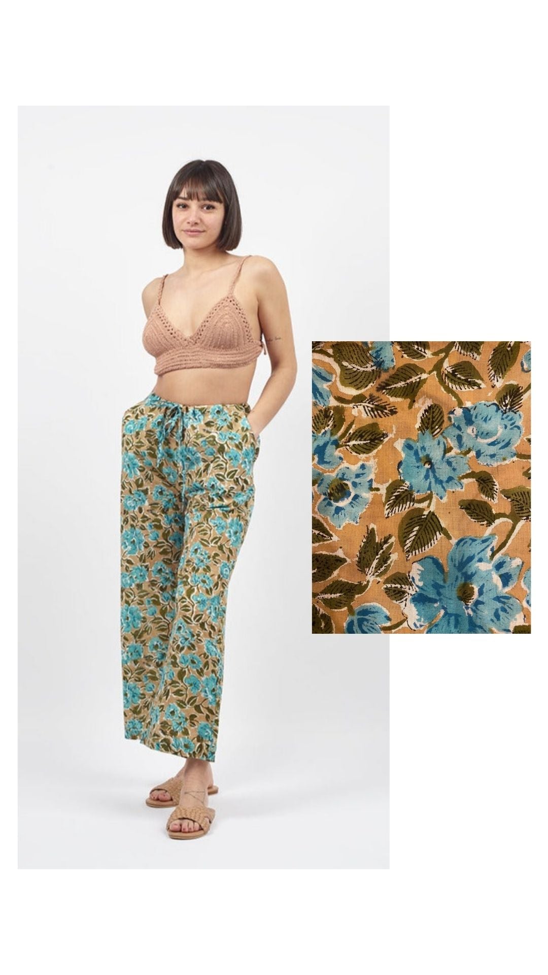 Pantaloni Kamal Blockprint - nocciola - Bijondo