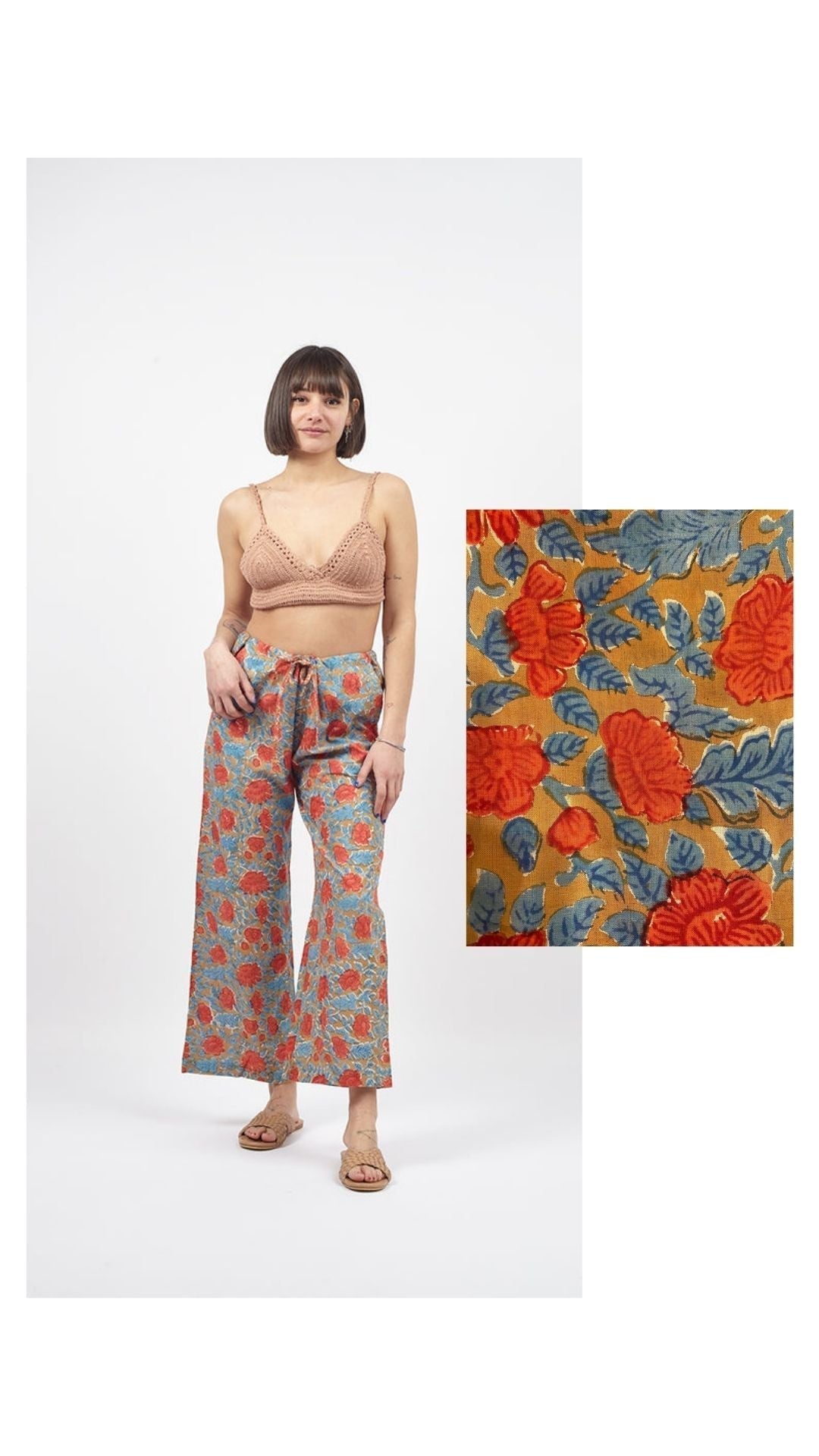 Pantaloni Kamal Blockprint - rosso - Bijondo