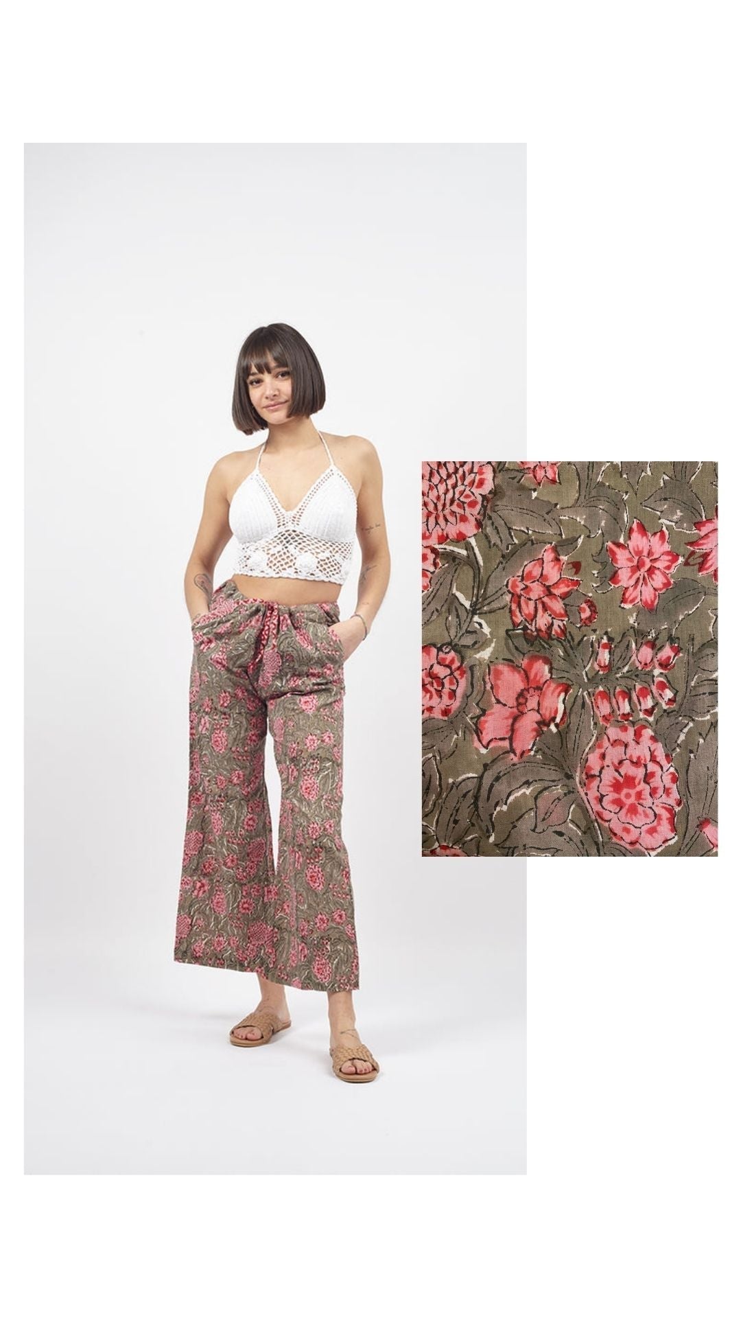 Pantaloni Kamal Blockprint - tortora - Bijondo