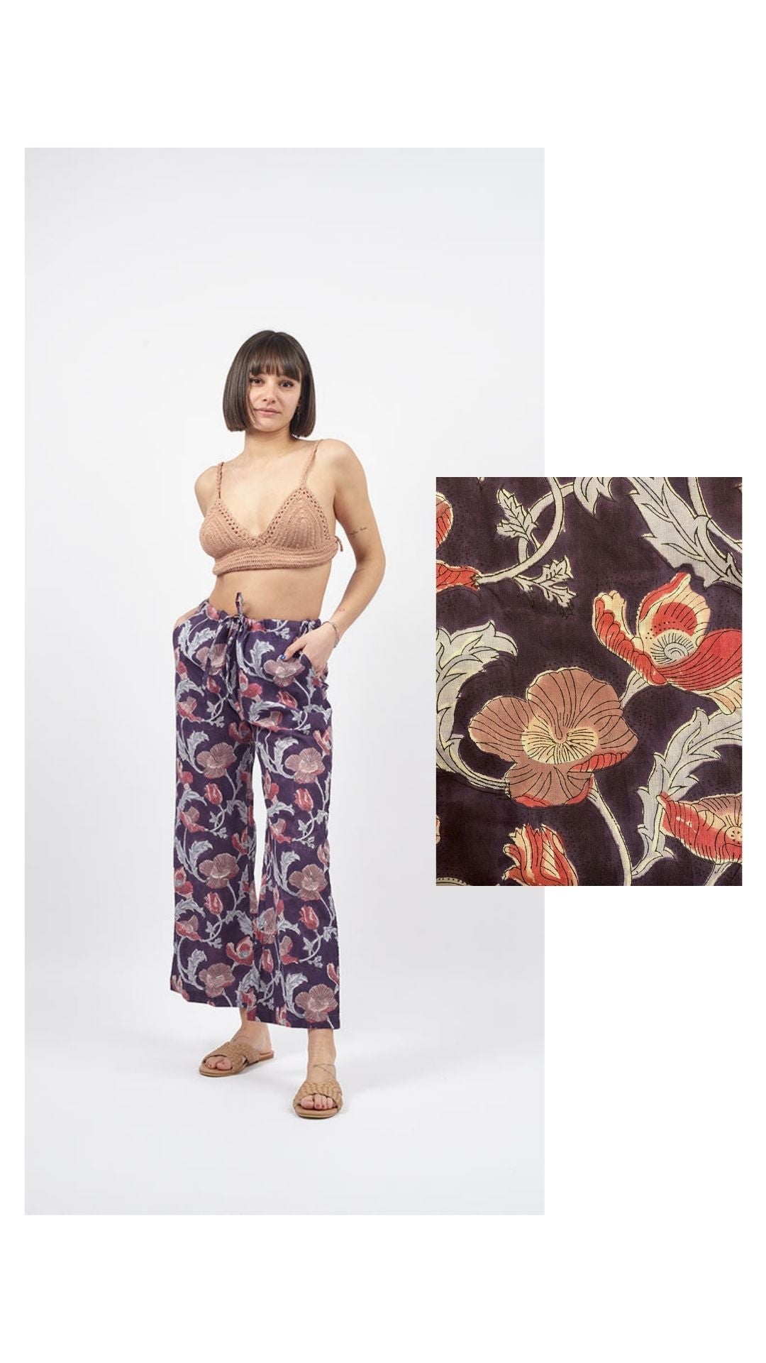 Pantaloni Kamal Blockprint - viola - Bijondo