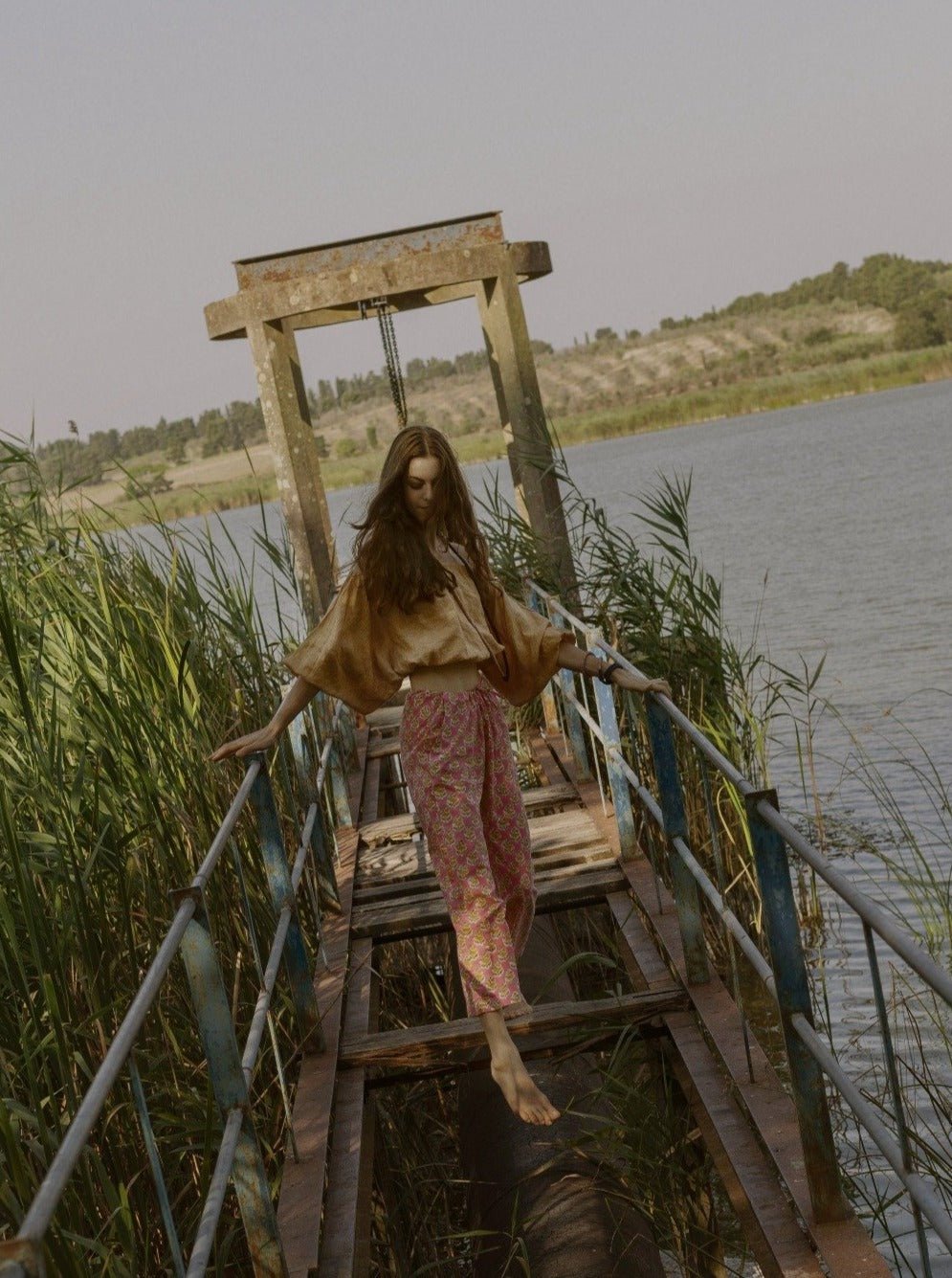 Pantaloni Kamal Blockprint - rosa - Bijondo