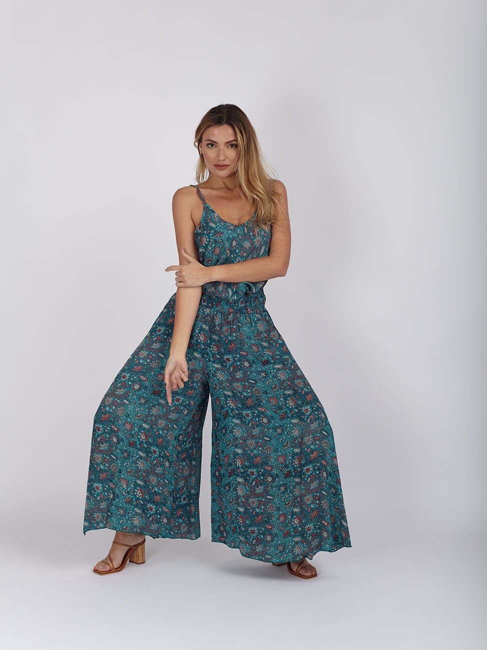 Pantaloni Seta Giselle - petrolio - Bijondo