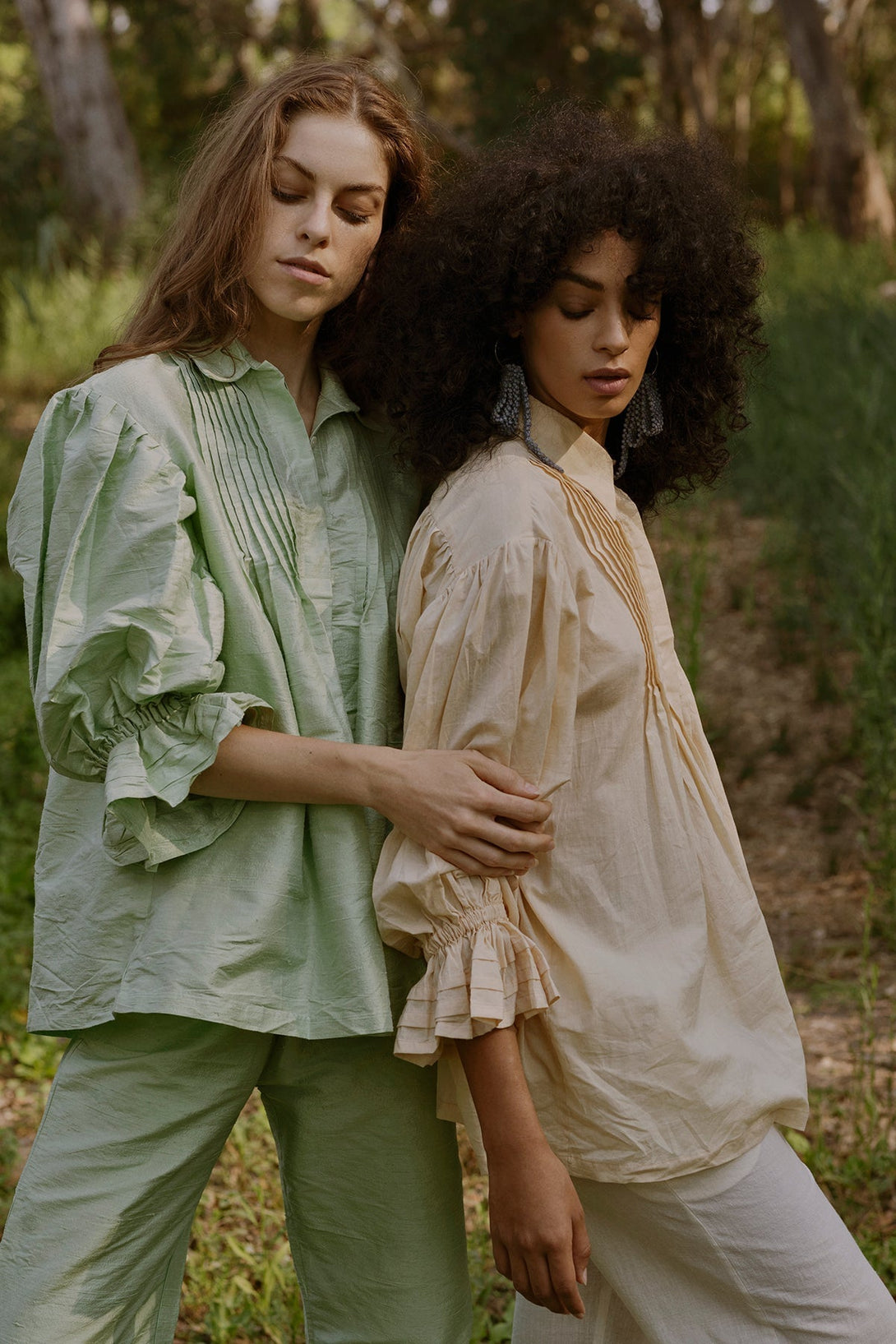 Pantaloni Verdi Kamal in Seta Grezza - verde - Bijondo