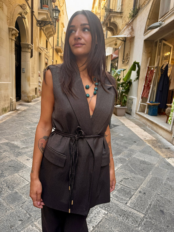 Pantaloni a palazzo con piega Brenda-pantalone-Bijondo-Marrone-S-Bijondo