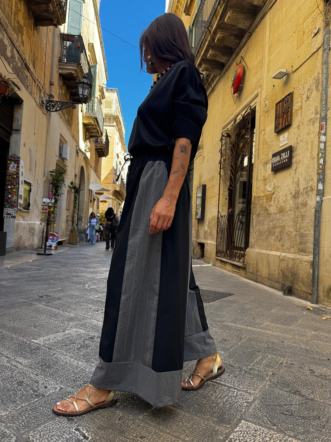 Pantaloni ampi bicolor cotone Michelle-Pantaloni-Bijondo-Bijondo