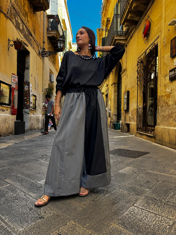 Pantaloni ampi bicolor cotone Michelle-Pantaloni-Bijondo-Bijondo