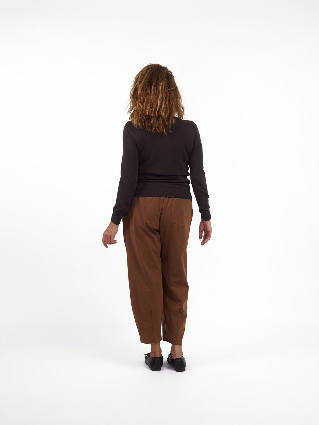 Pantaloni barrel elasticizzati con tasche Marcela-tabacco-taglia unica-Bijondo