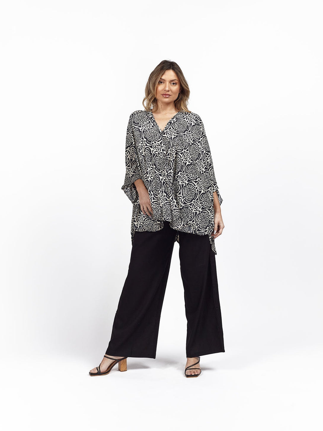 Pantaloni basic tinta unica viscosa Karol - blu - Bijondo