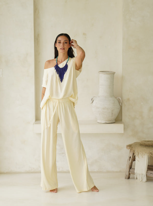 Pantaloni basic tinta unica viscosa Karol-nero-Bijondo