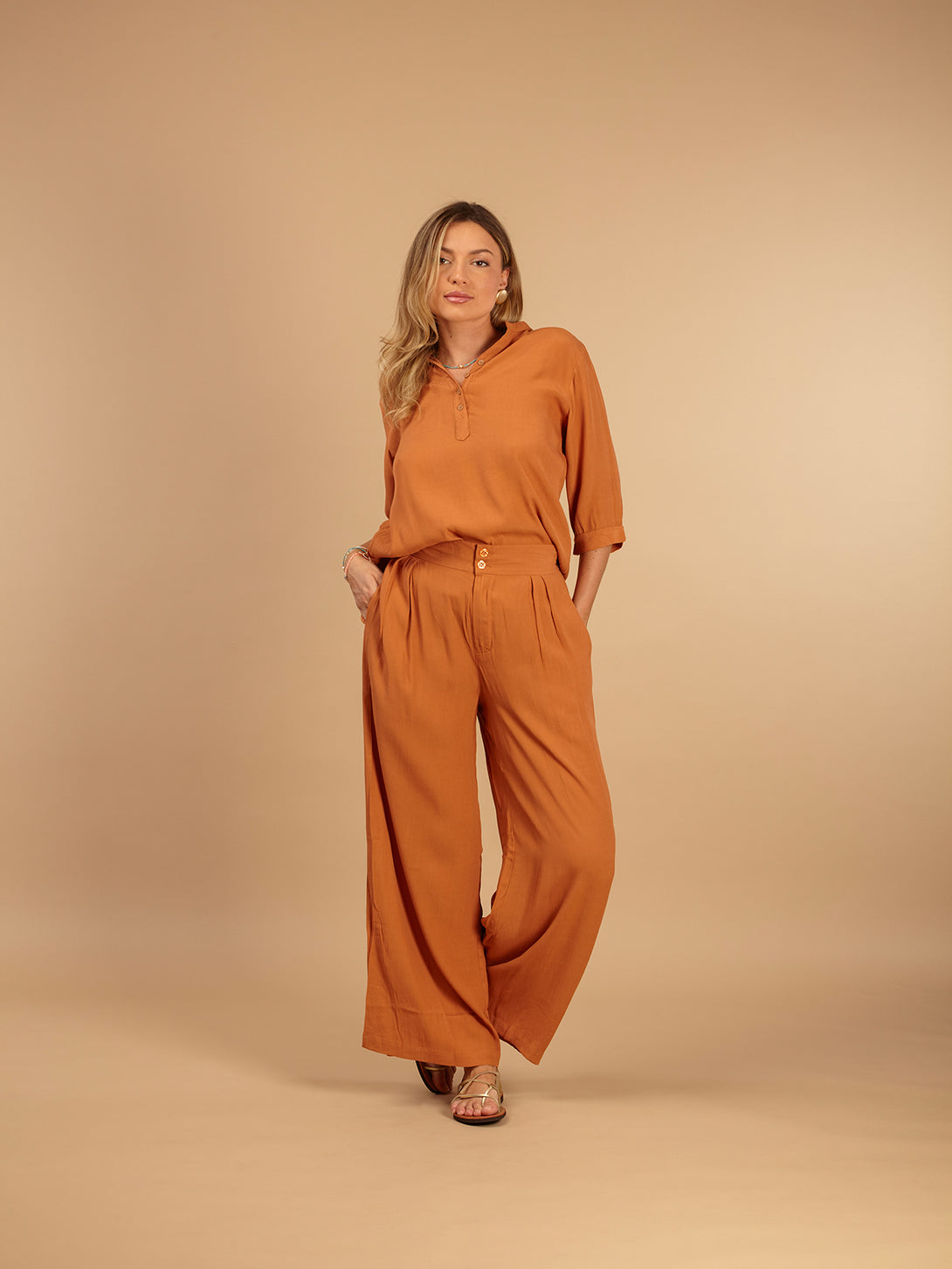 Pantaloni rayon Viola-Bijondo-Arancione-S-Bijondo