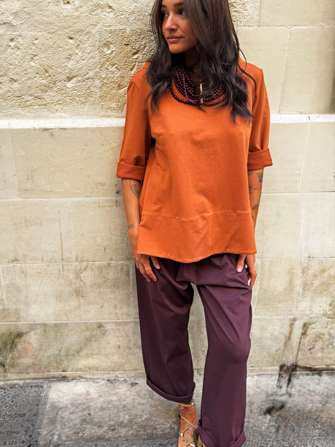 Pantaloni straight Laura-pantaloni-Bijondo-Bordeaux-taglia unica-Bijondo