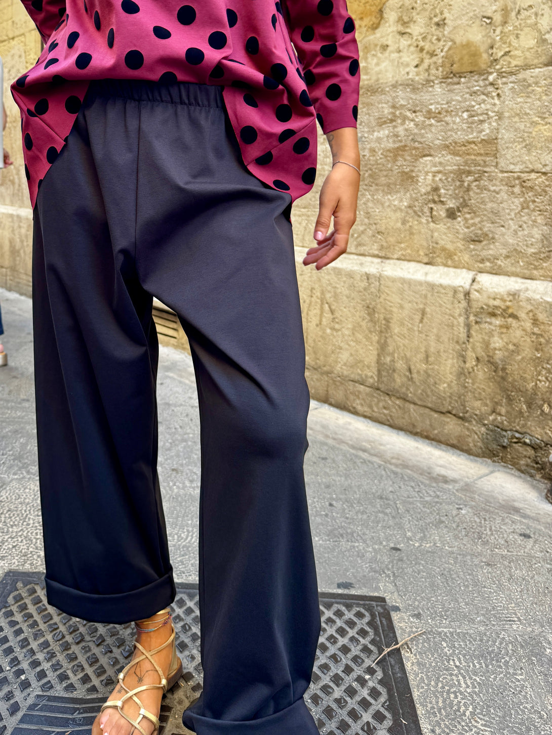 Pantaloni straight Laura-pantaloni-Bijondo-Nero-taglia unica-Bijondo