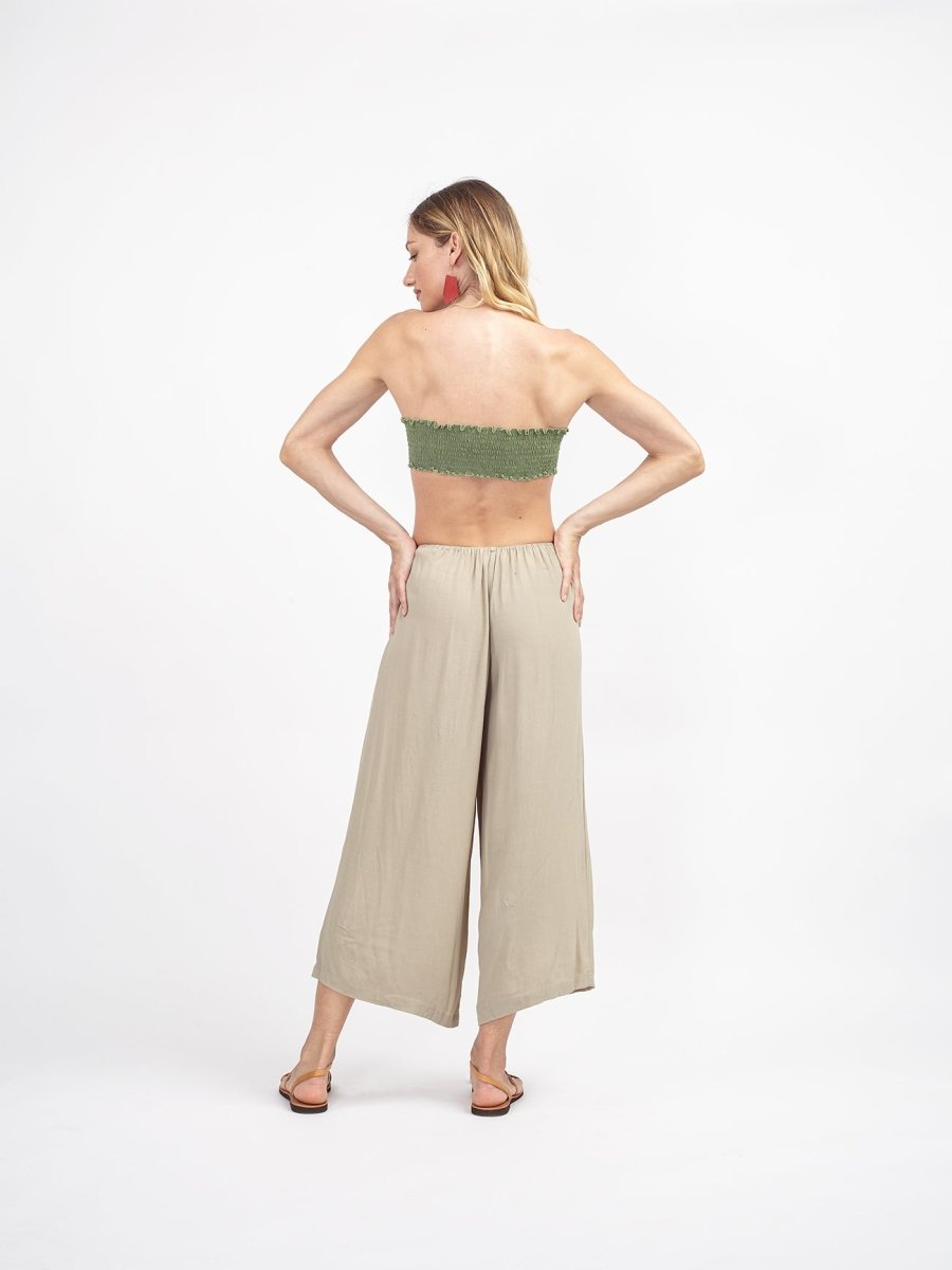 Pantaloni vita bassa rayon Elisabeth - tortora - Bijondo