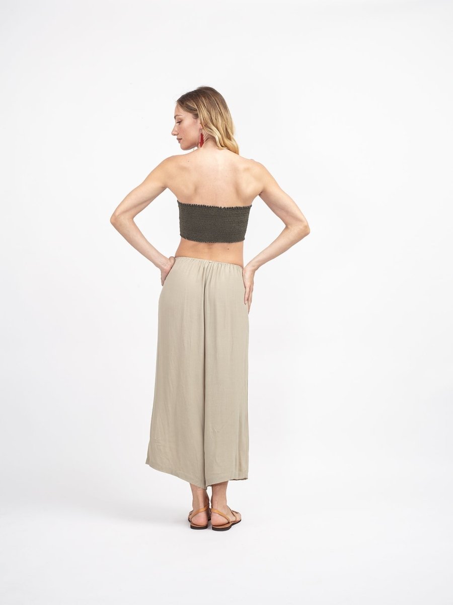 Pantaloni vita bassa rayon Elisabeth - tortora - Bijondo