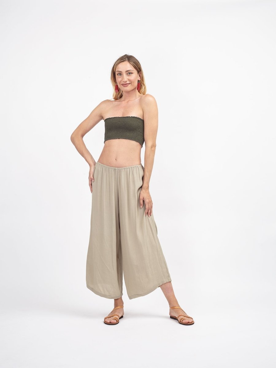 Pantaloni vita bassa rayon Elisabeth - tortora - Bijondo