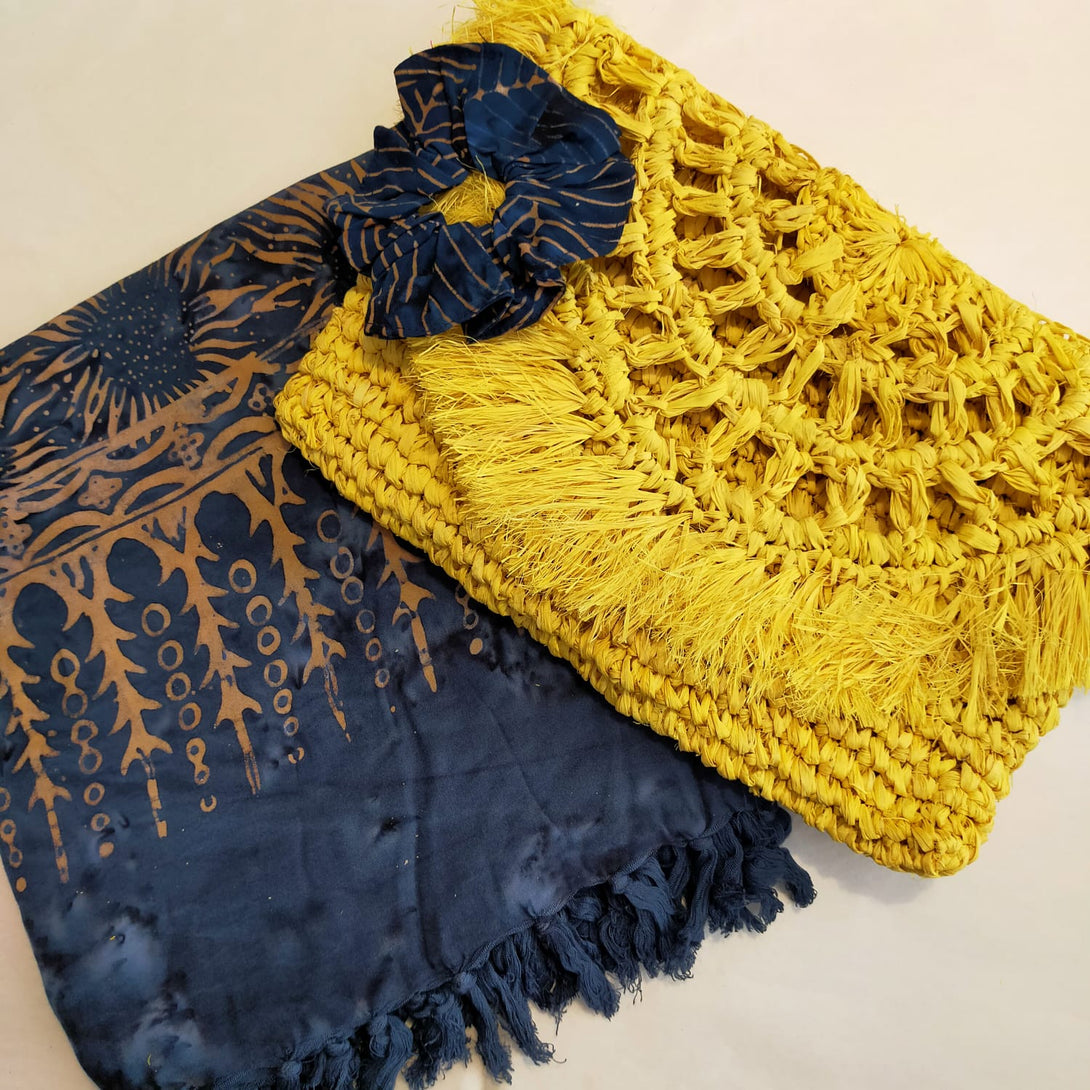 Pochette Amelia boho chic in rafia-giallo-Bijondo