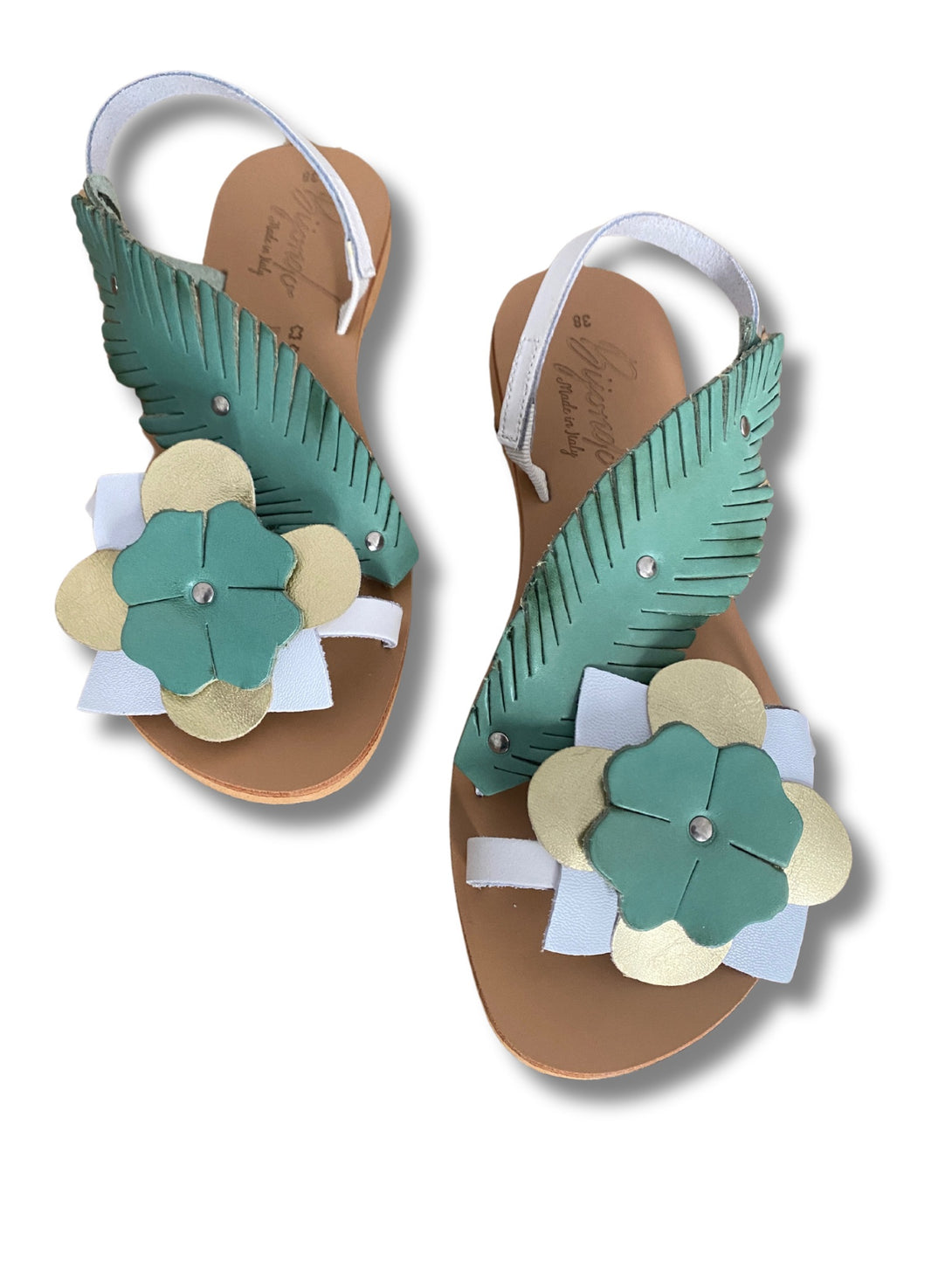 Sandalo in pelle Flower-scarpe-Bijondo-Bijondo