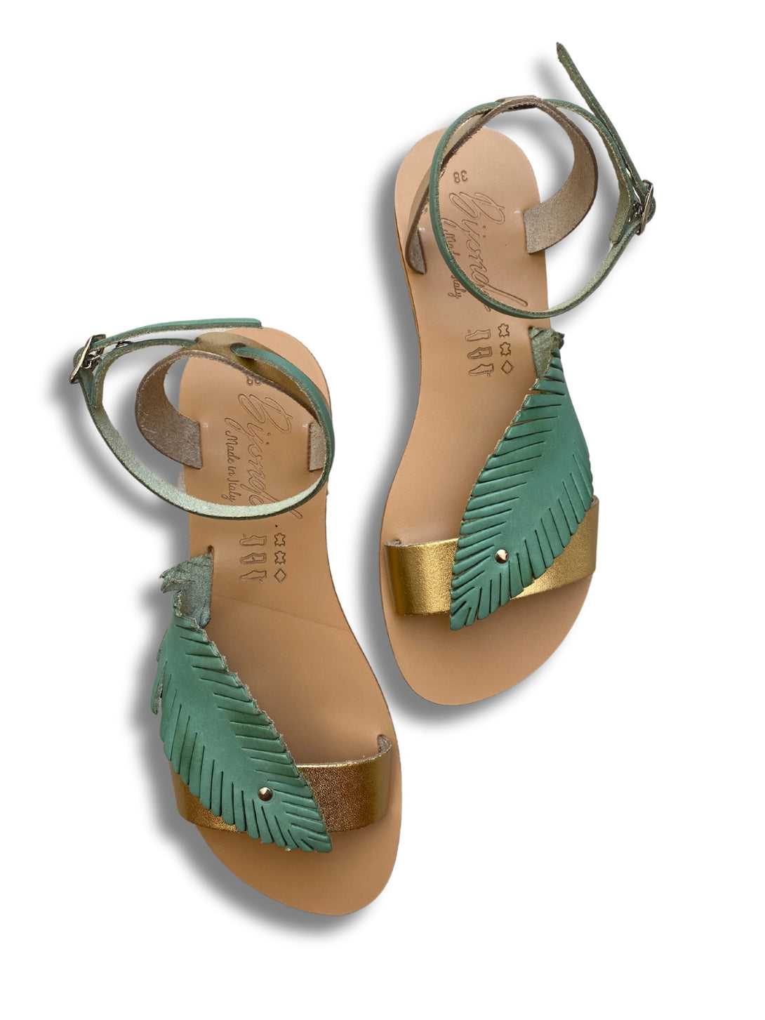 Sandalo in pelle Leaves-scarpe-Bijondo-Verde-36-Bijondo