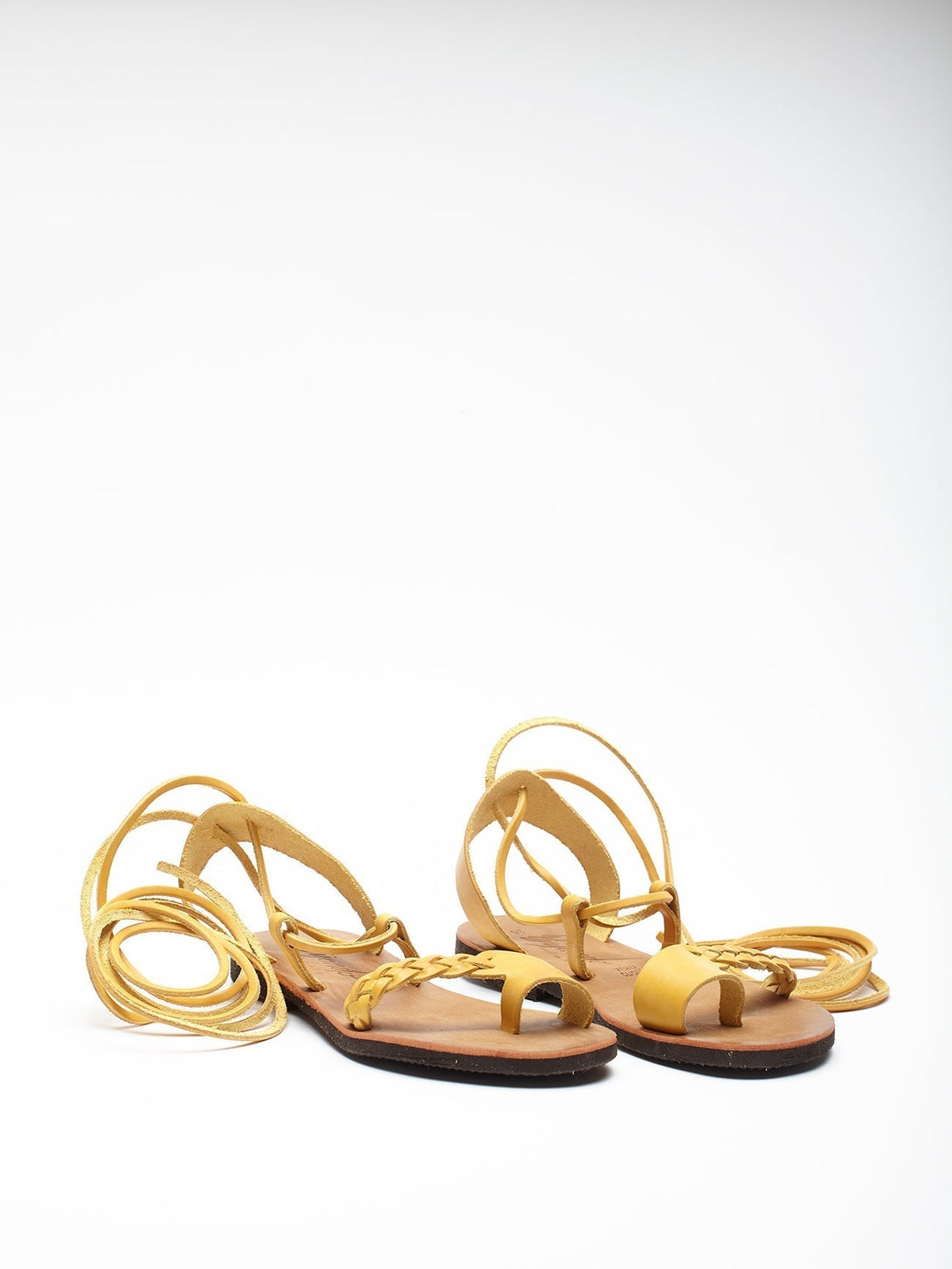 Sandalo in pelle alla romana pollice slipper Fabíola - giallo - Bijondo