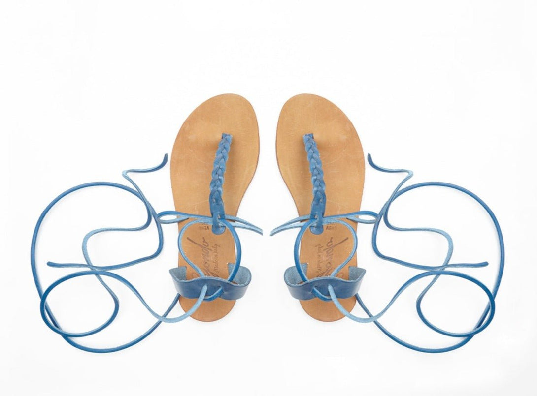 Sandalo in pelle infradito alla romana Livia - blu - Bijondo